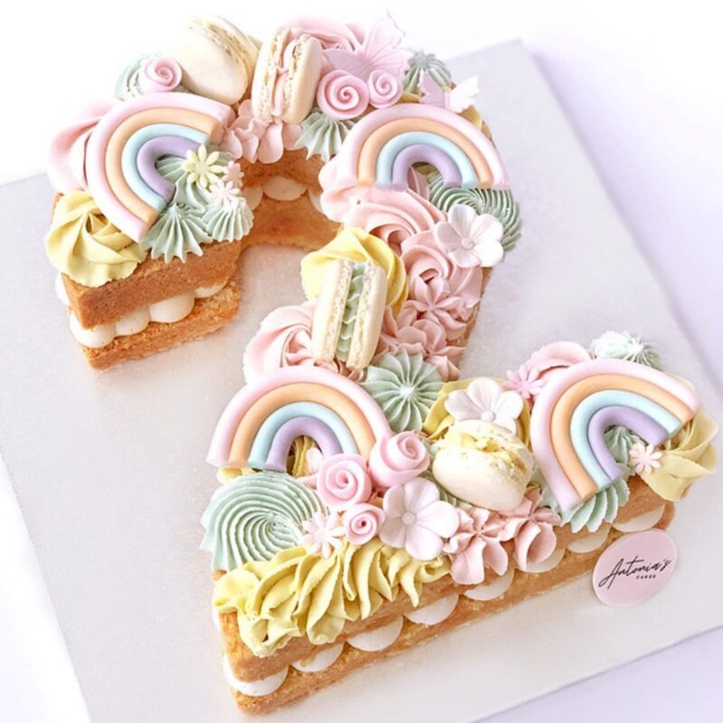 rainbow number cake