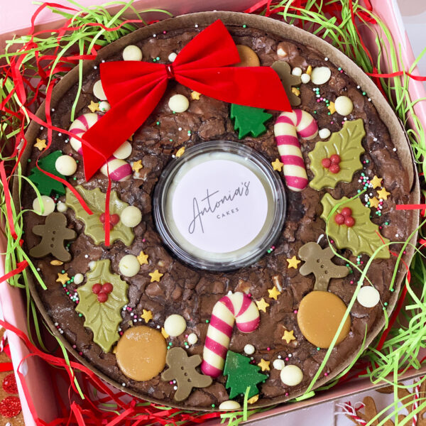 festive brownie wreath